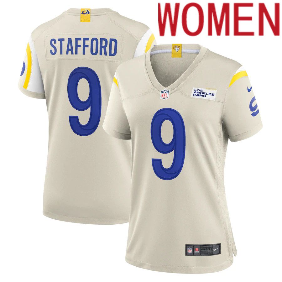 Women Los Angeles Rams #9 Matthew Stafford Nike Cream Player Game NFL Jersey->women nfl jersey->Women Jersey
